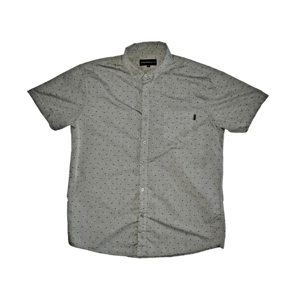 Molokai Surf Co Men's Tiny Skeleton Fish Print Shirt Gray SS Button Down XXL